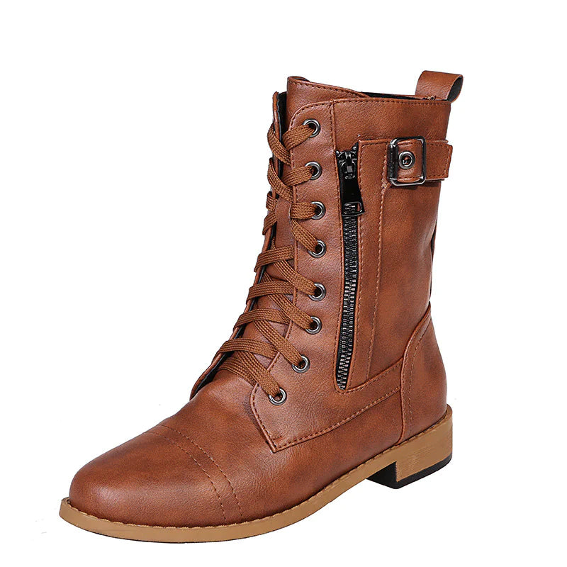 Majken - Stiliga lace-up ankle boots med låg klack