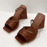 Stina - Eleganta slides mules med tjock blockklack