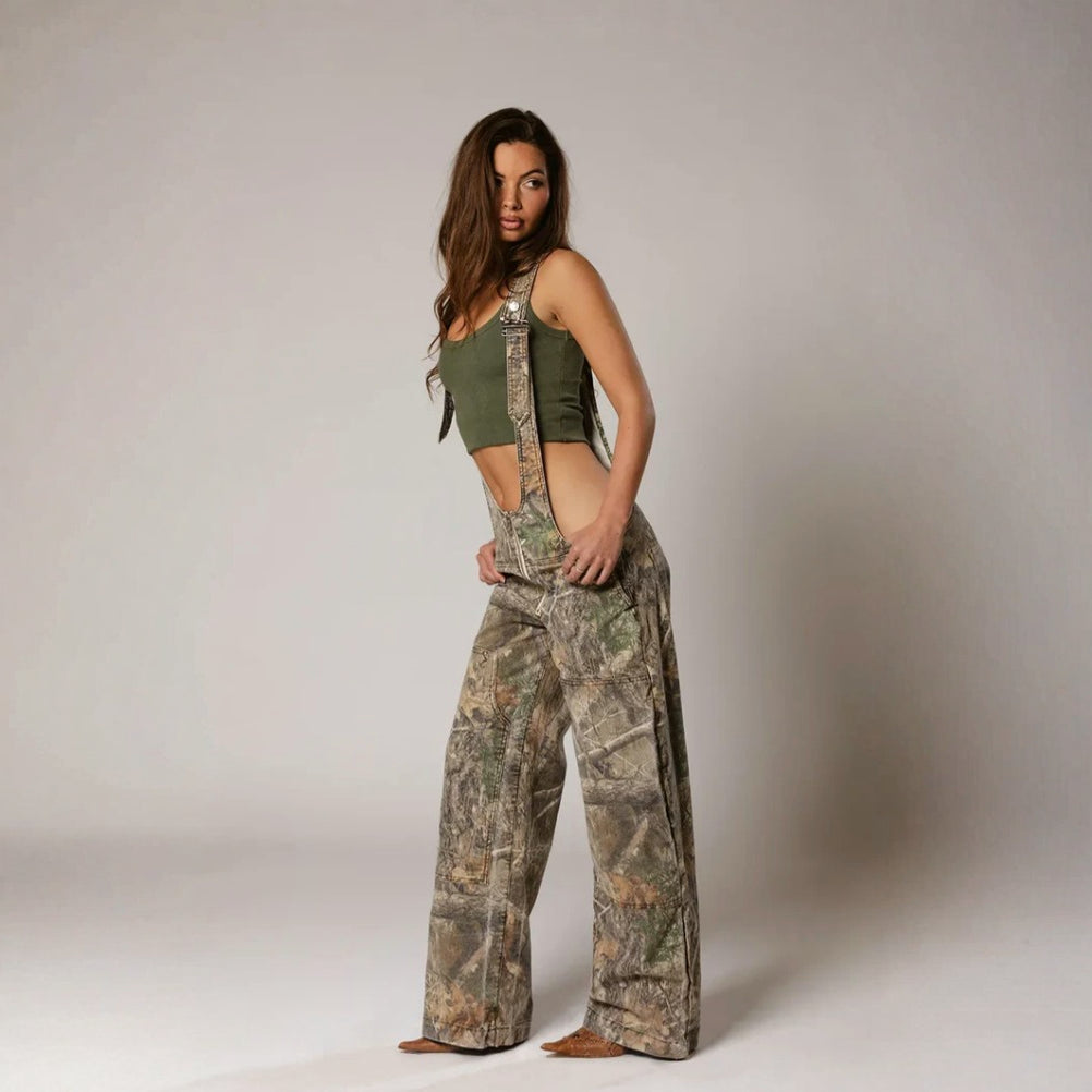 Bianca - Loose denimoveraller med fickor och dragkedja