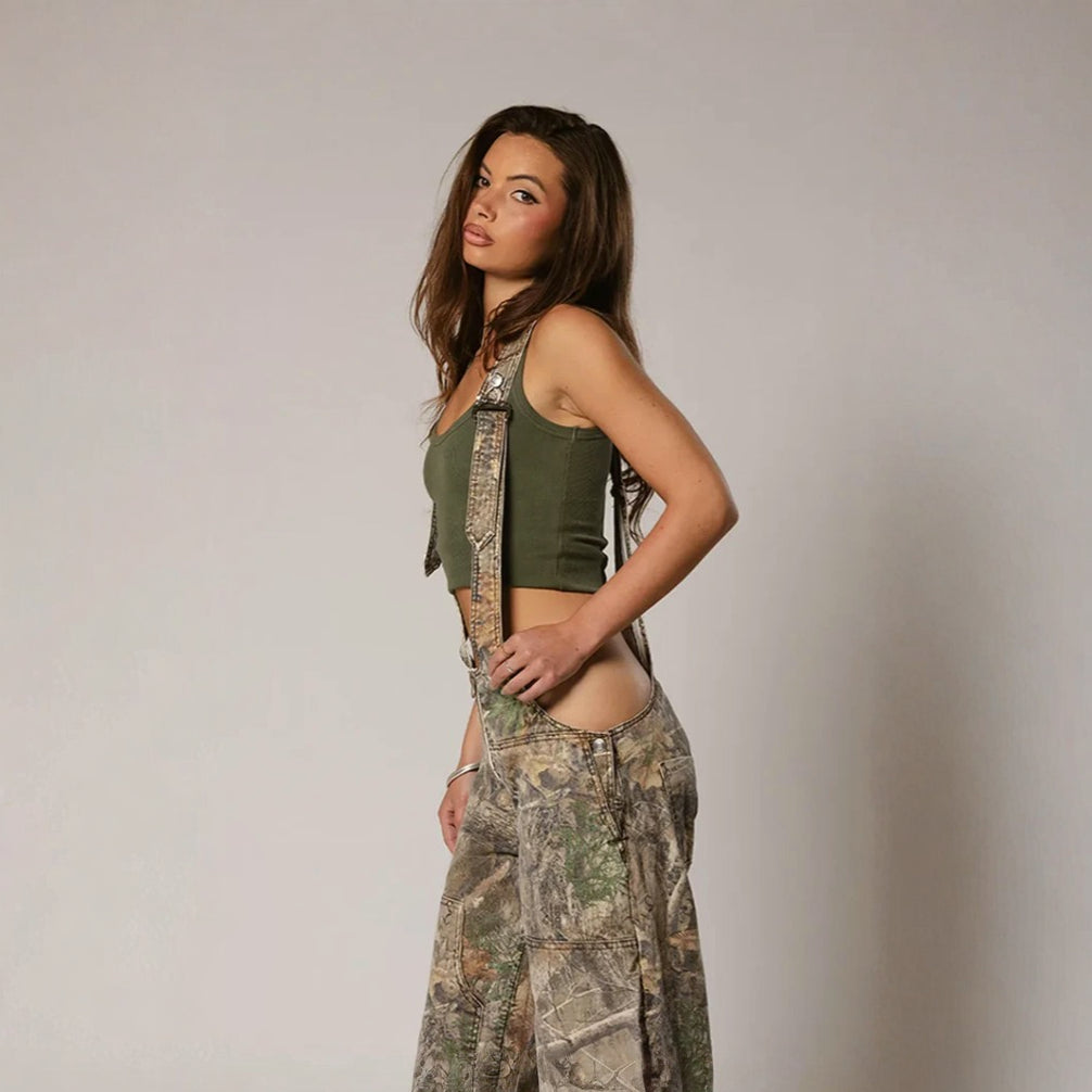 Bianca - Loose denimoveraller med fickor och dragkedja