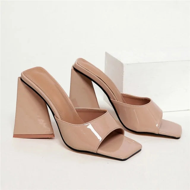 Stina - Eleganta slides mules med tjock blockklack