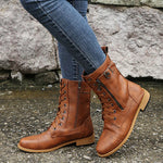 Majken - Stiliga lace-up ankle boots med låg klack
