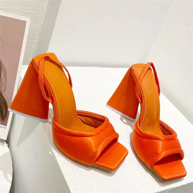 Stina - Eleganta slides mules med tjock blockklack