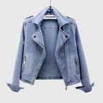 Helga - Modern denimjacka med moto-inspirerade detaljer