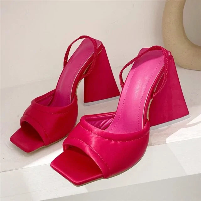 Stina - Eleganta slides mules med tjock blockklack